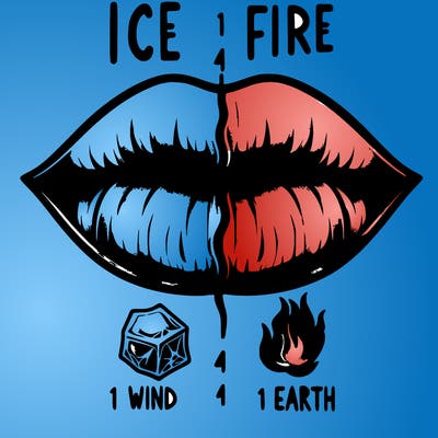 realistic lip split in fourth . 1 fourth ice 1 fire 1wind 1 earth