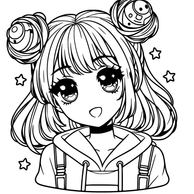 anime girl with space buns