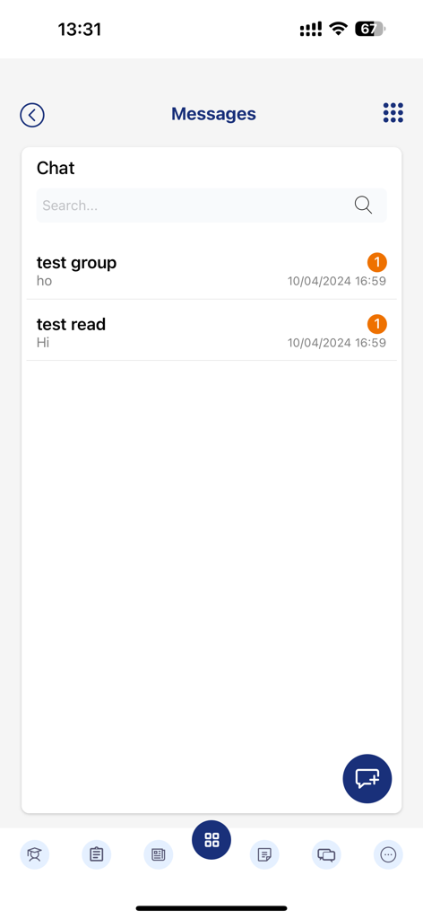 CELT VIP - The messages and chat interface of the CELT VIP app showing group and individual chats with notifications