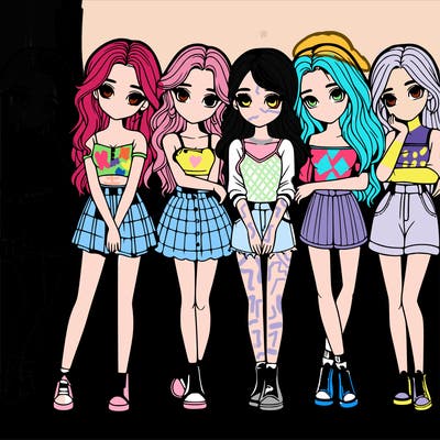 a group of girls realistic