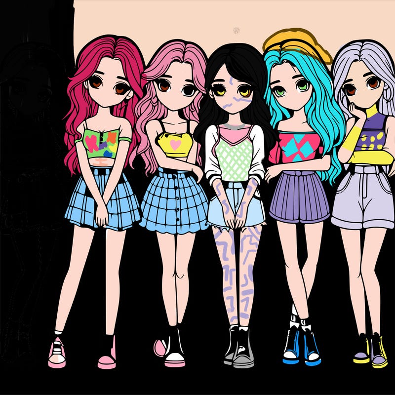 a group of girls realistic