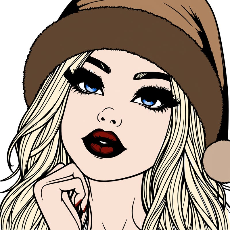 realistic christmas girl with lips