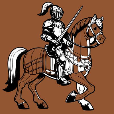 realistic knight on a horse