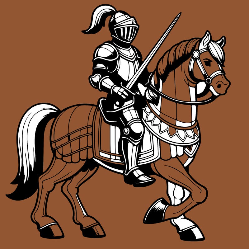 realistic knight on a horse