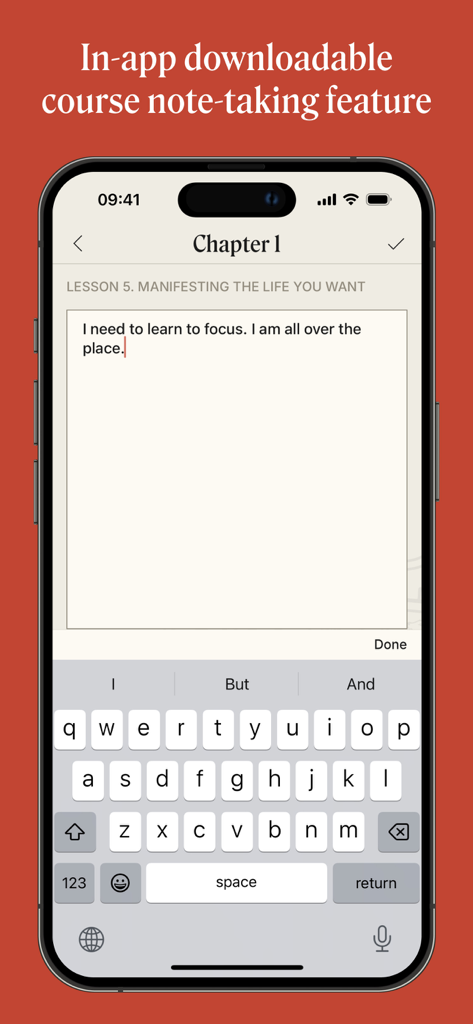 In-app course note-taking feature in the Dandapani Learn to Focus app