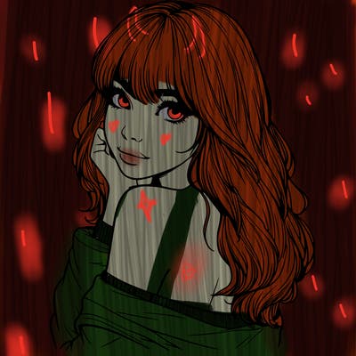 realistic girl with bangs looking over her shoulder