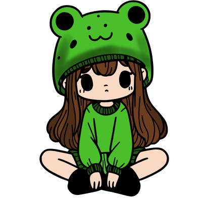a girl wearing a frog hat and some frog socks