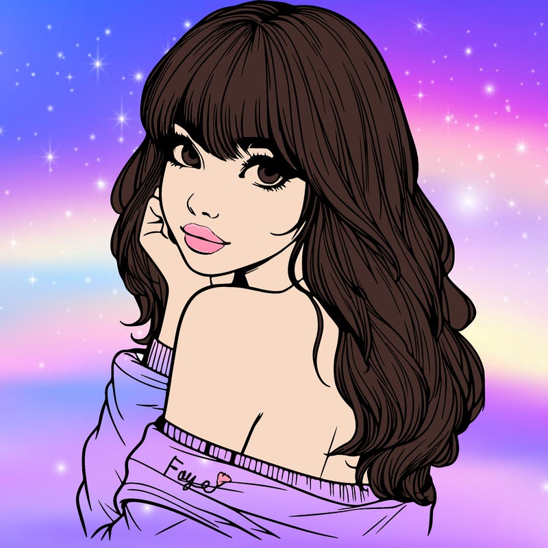 realistic girl with bangs looking over her shoulder