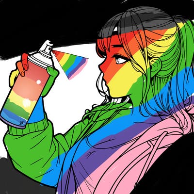 a realistic girl spray, painting