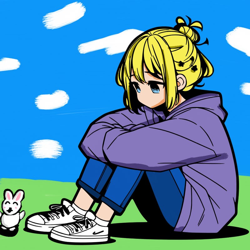 sad anime girl sitting alone