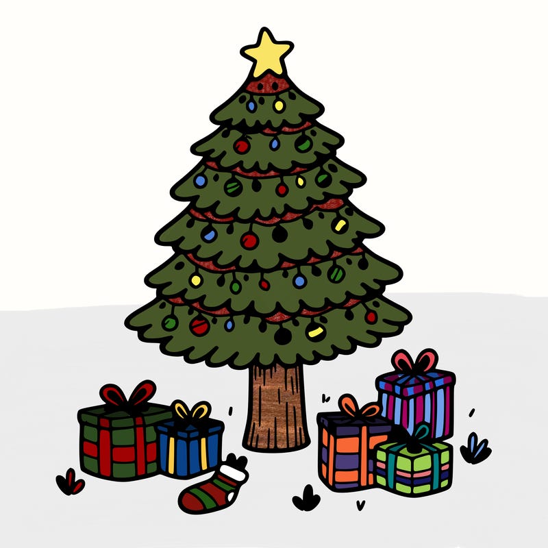 christmas tree with presents under