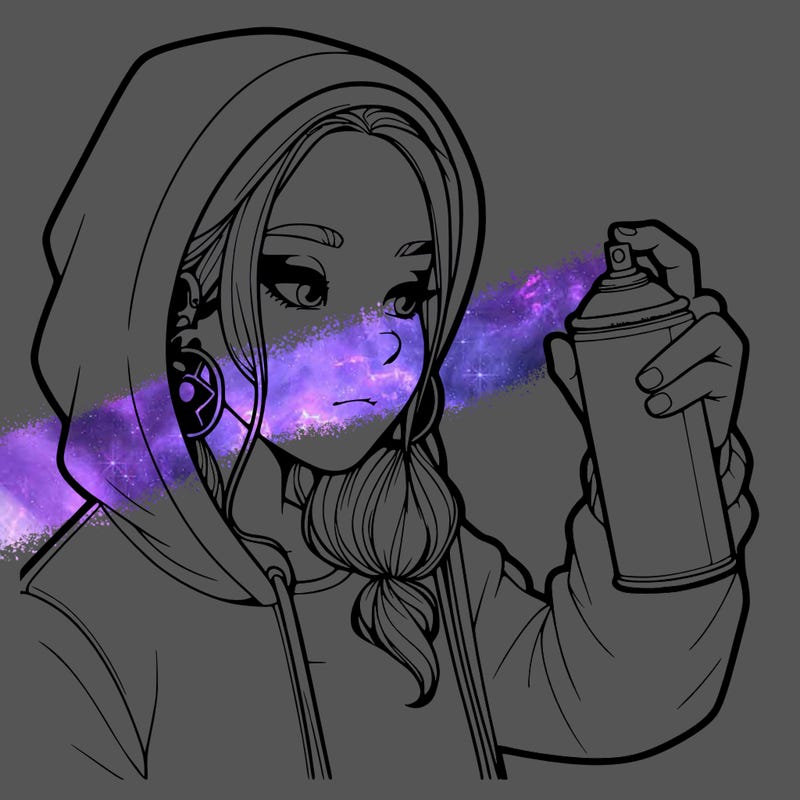 a realistic girl, spray painting