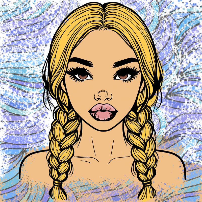 realistic girl with full lips and two side braids