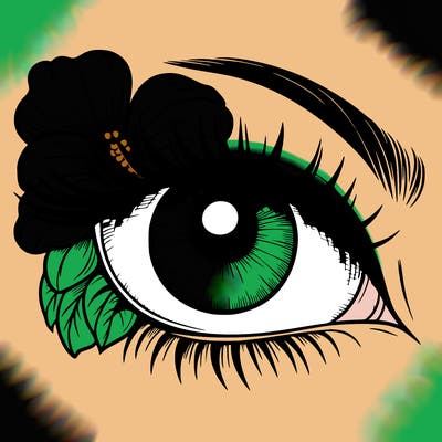 realistic eye with flower