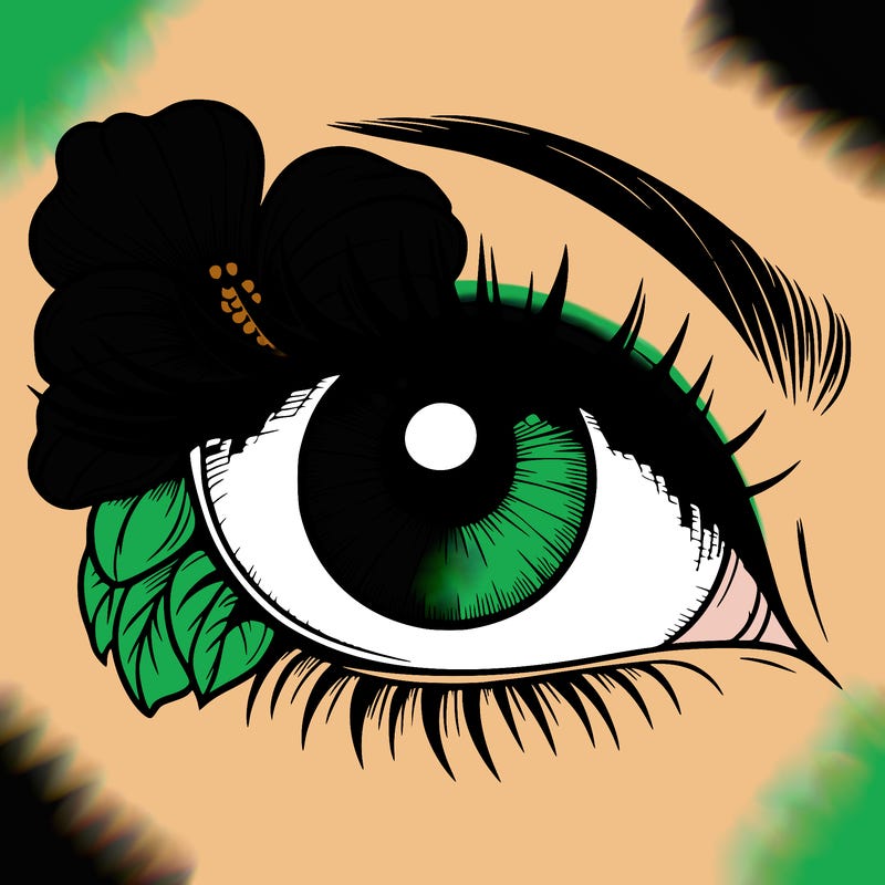 realistic eye with flower