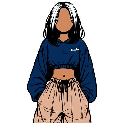realistic girl faceless with baggy pants and a crop top