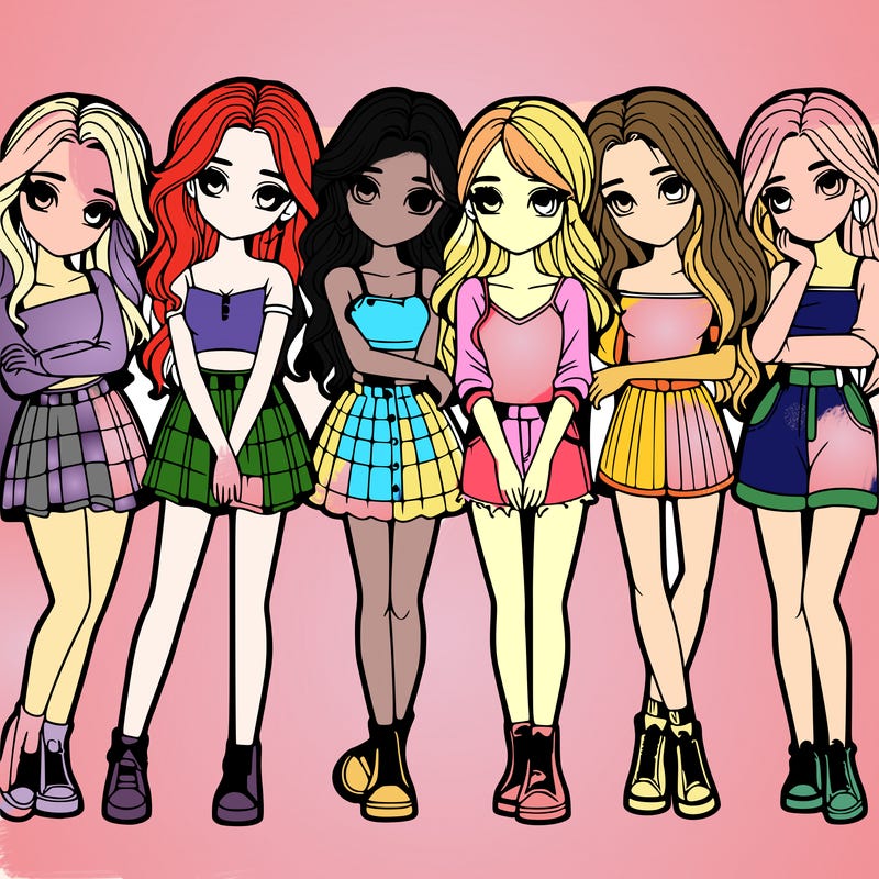 a group of girls realistic