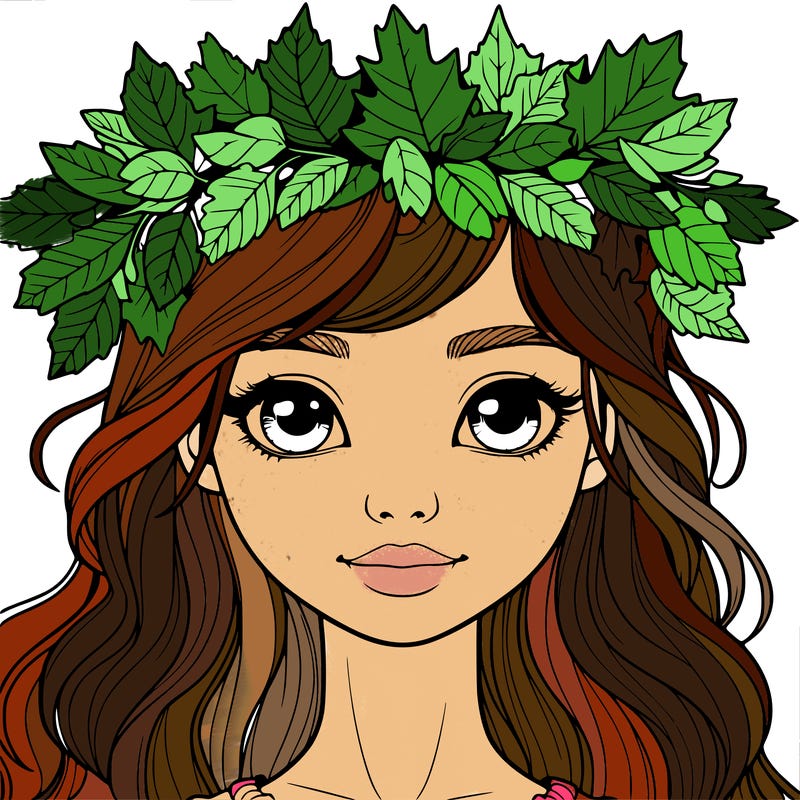 realistic girl with fall leaf crown