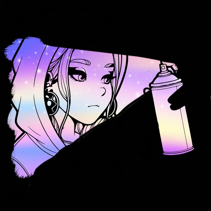 a realistic girl, spray painting