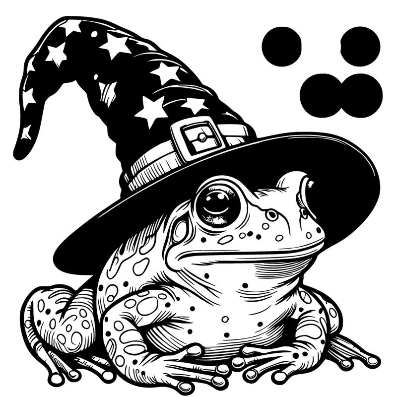 realistic frog in wizard hat