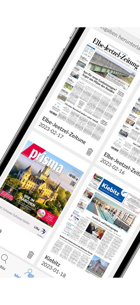 Digital library of newspaper issues and local magazines in the EJZ app