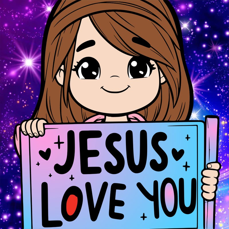 girl holding a sign that says jeaus loves you