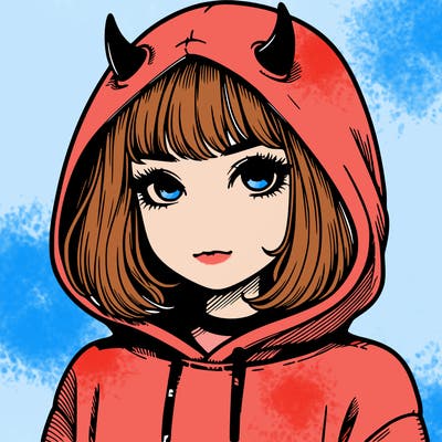 realistic girl with devil hoodie