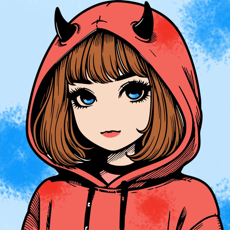 realistic girl with devil hoodie