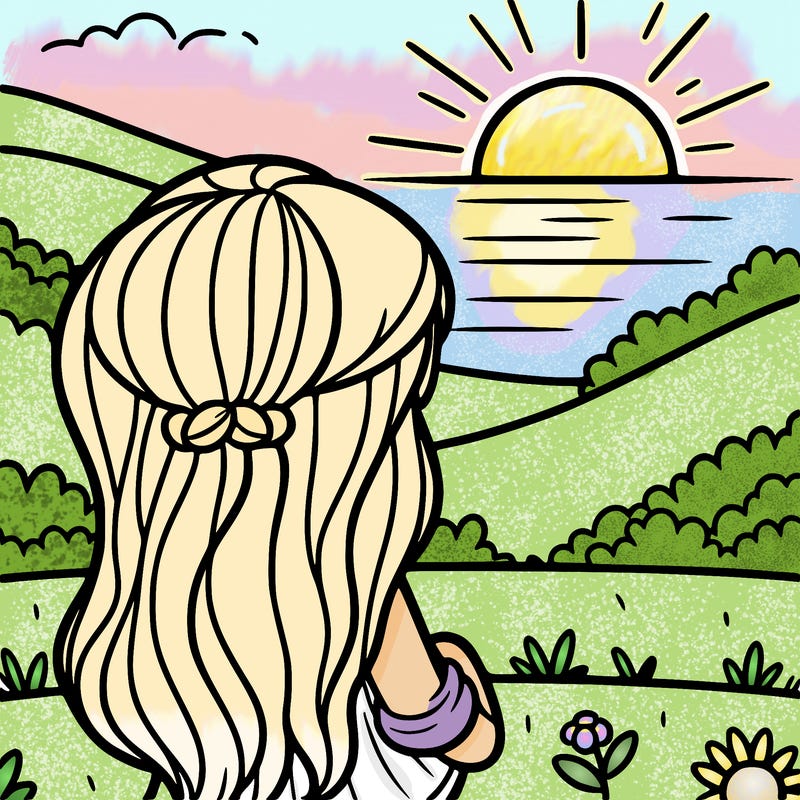 girl watching the sunset