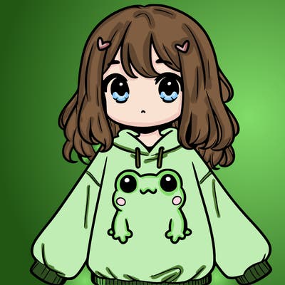 girl wearing frogging sweatshirt