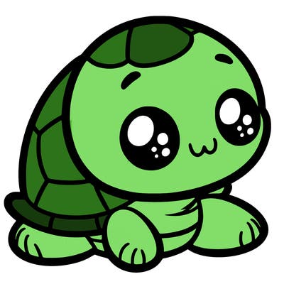 cute little animated turtle