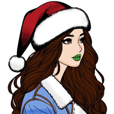 realistic girl in santa hat