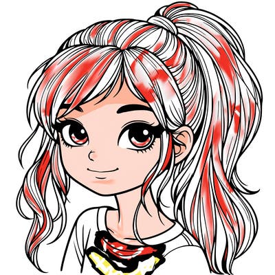 realistic girl with ponytail