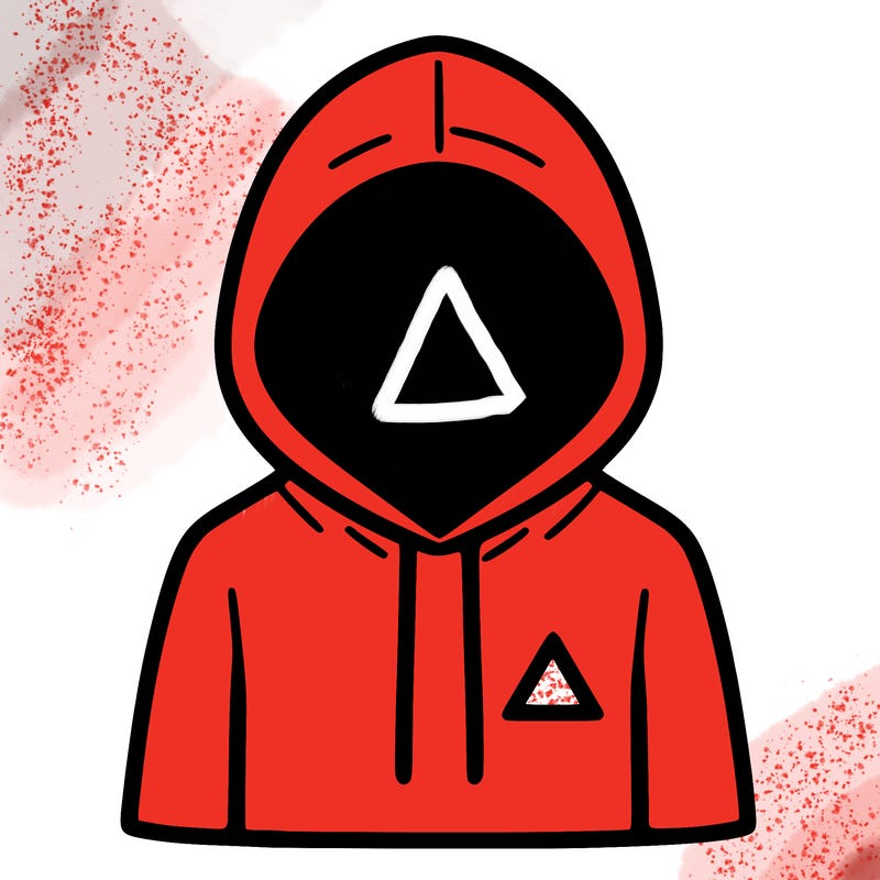 a person with non face waering a hoodie with a small triangle symbol