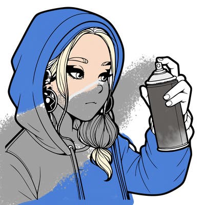 a realistic girl, spray painting