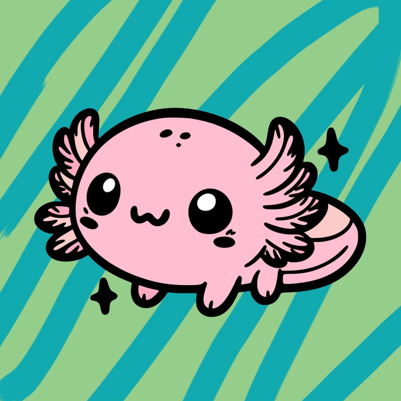 cute easy baby axolotl