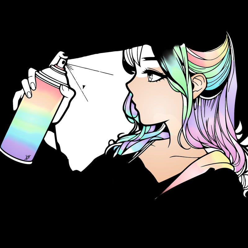 a realistic girl spray, painting