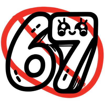 the numbers 67