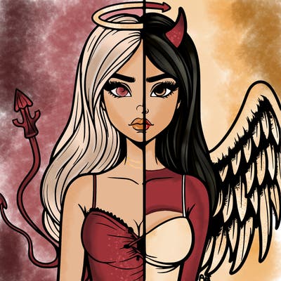 devil vs angel realistic girl