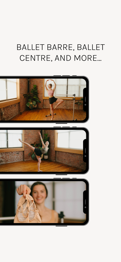 Grace and Form App zeigt Ballett Barre- und Centre-Workout-Kurse auf Smartphones an
