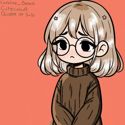 sad girl with glasses in a sweater
