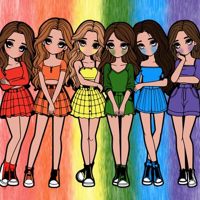 a group of girls realistic