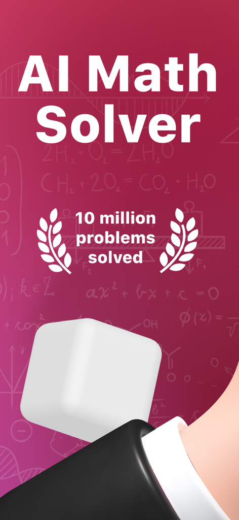 Photosolve - Math Photo App - Photosolve app screen featuring AI Math Solver text and a milestone of 10 million problems solved