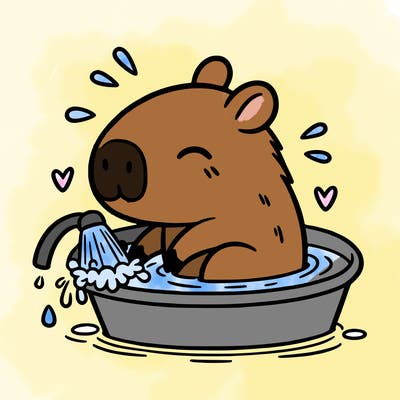 capybara taking a bath
