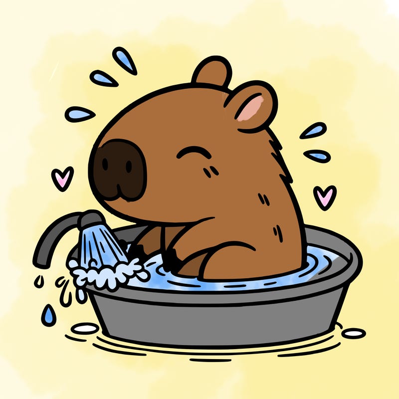 capybara taking a bath