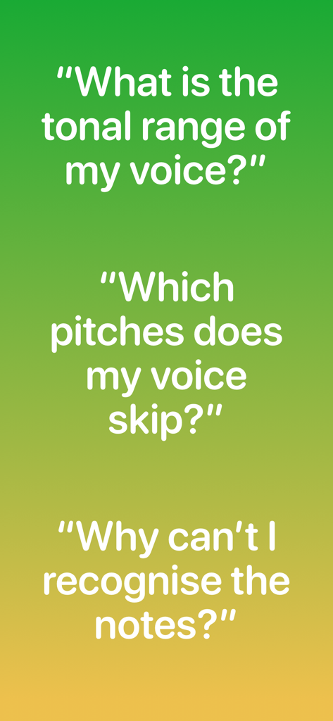 Sing Scales - Preguntas comunes sobre entrenamiento vocal sobre rango tonal y reconocimiento de notas sobre un fondo degradado