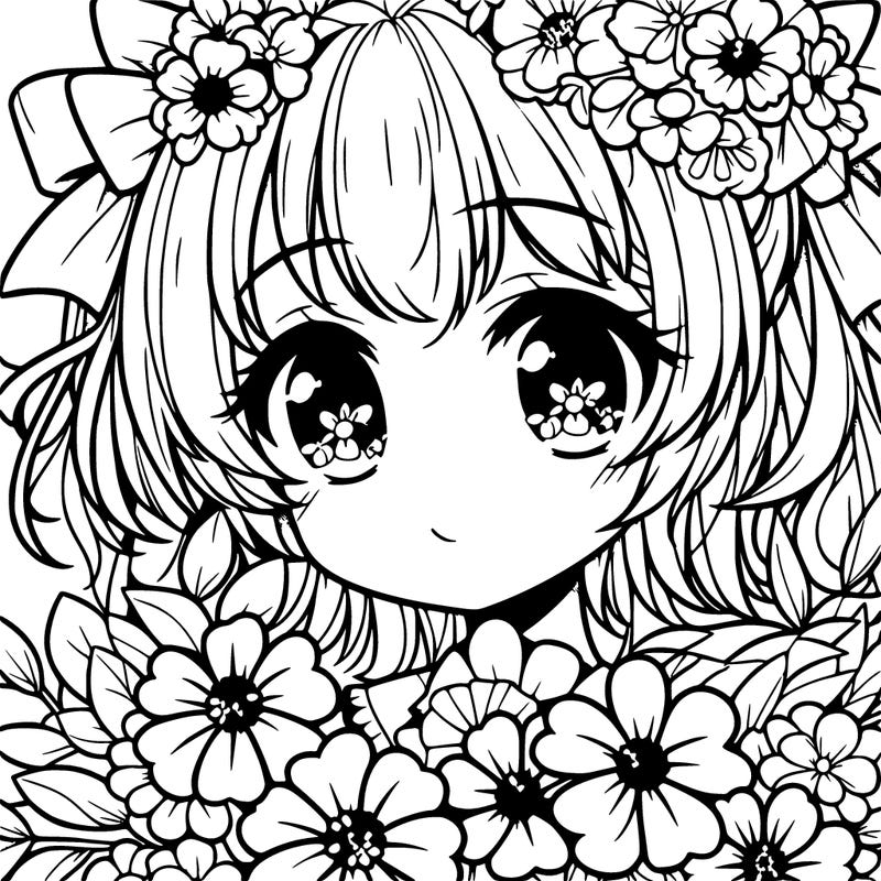 anime girl with flowers