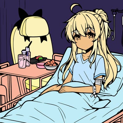 anime girl in hospital bed