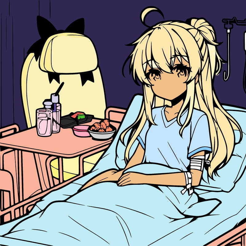 anime girl in hospital bed