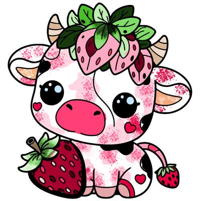 cute strawberry cow